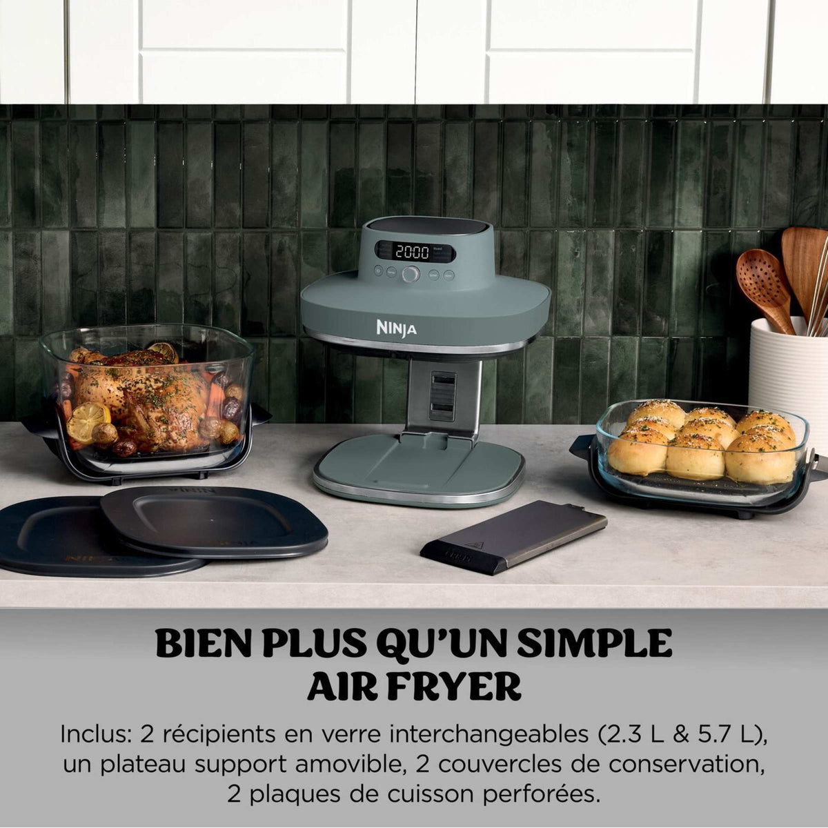 Air Fryer en verre Crispi Pro 7-en-1, Vert Cendré