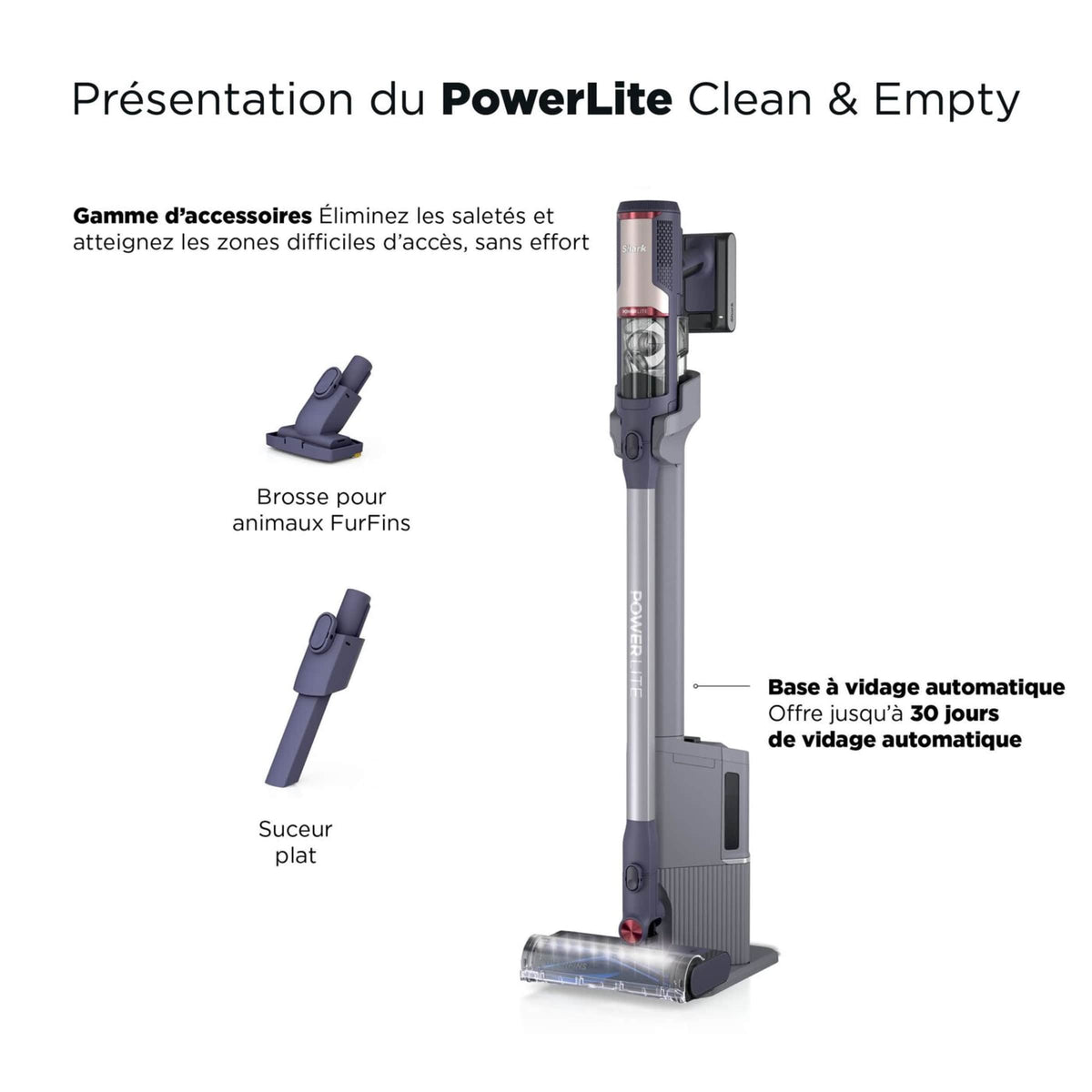 Aspirateur balai sans fil Shark PowerLite Clean & Empty spécial poils d’animaux