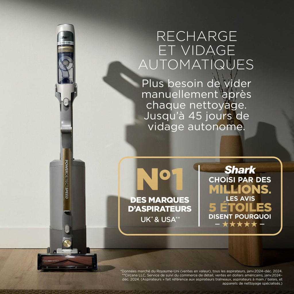 Aspirateur balai sans fil Shark PowerDetect Speed Collection Luxe Clean & Empty - Ivoire