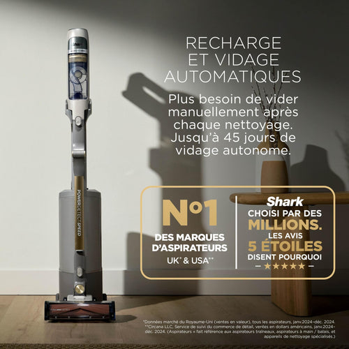 Aspirateur balai sans fil Shark PowerDetect Speed Collection Luxe Clean & Empty - Ivoire