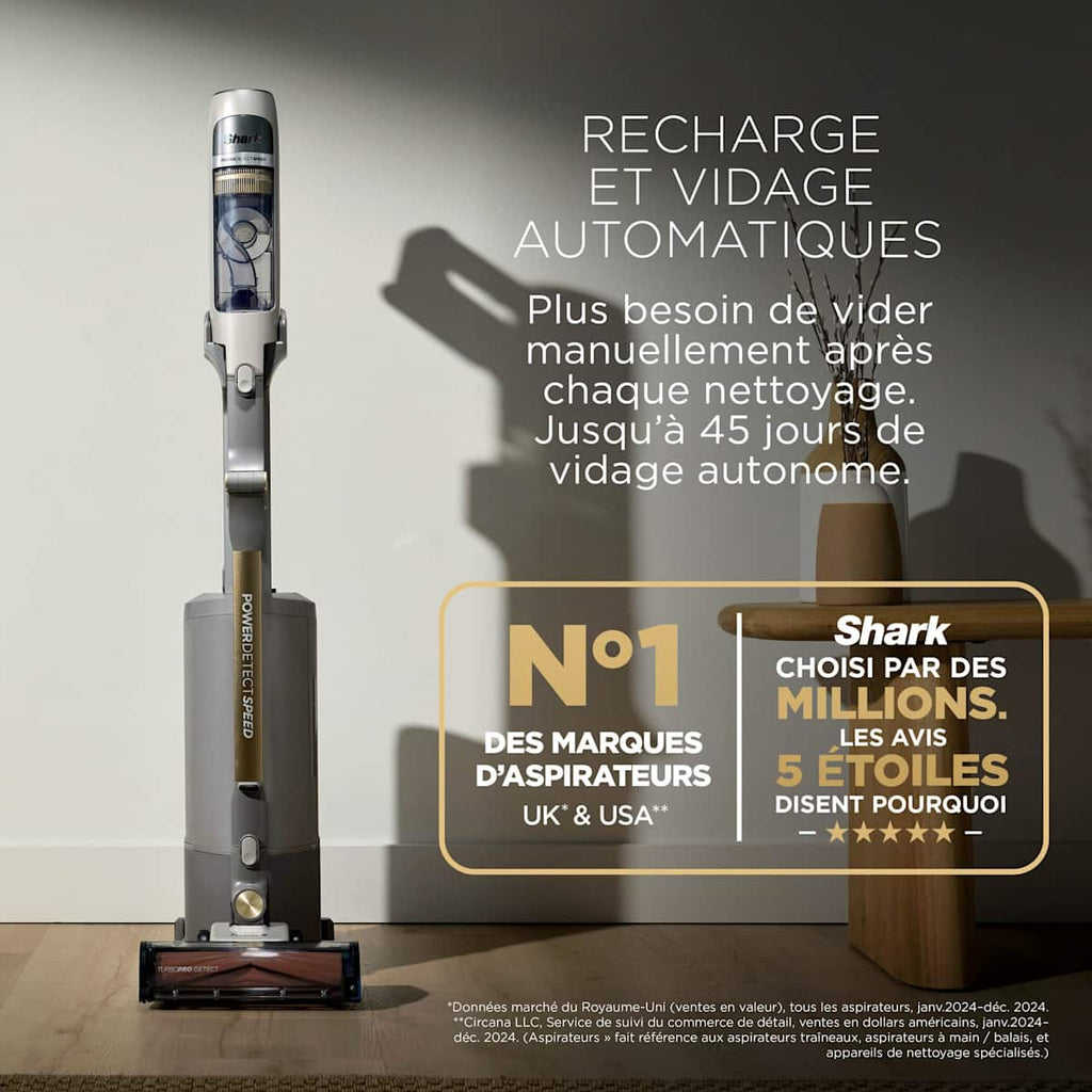 Aspirateur balai sans fil Shark PowerDetect Speed Collection Luxe Clean & Empty - Ivoire