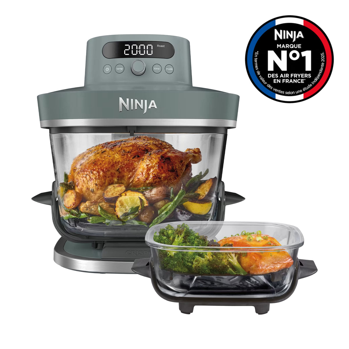 Air Fryer en verre Crispi Pro 7-en-1, Vert Cendré