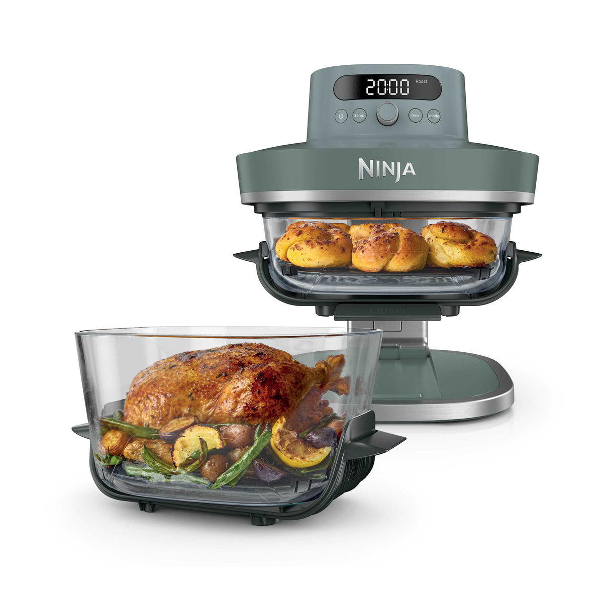 Air Fryer en verre Crispi Pro 7-en-1, Vert Cendré