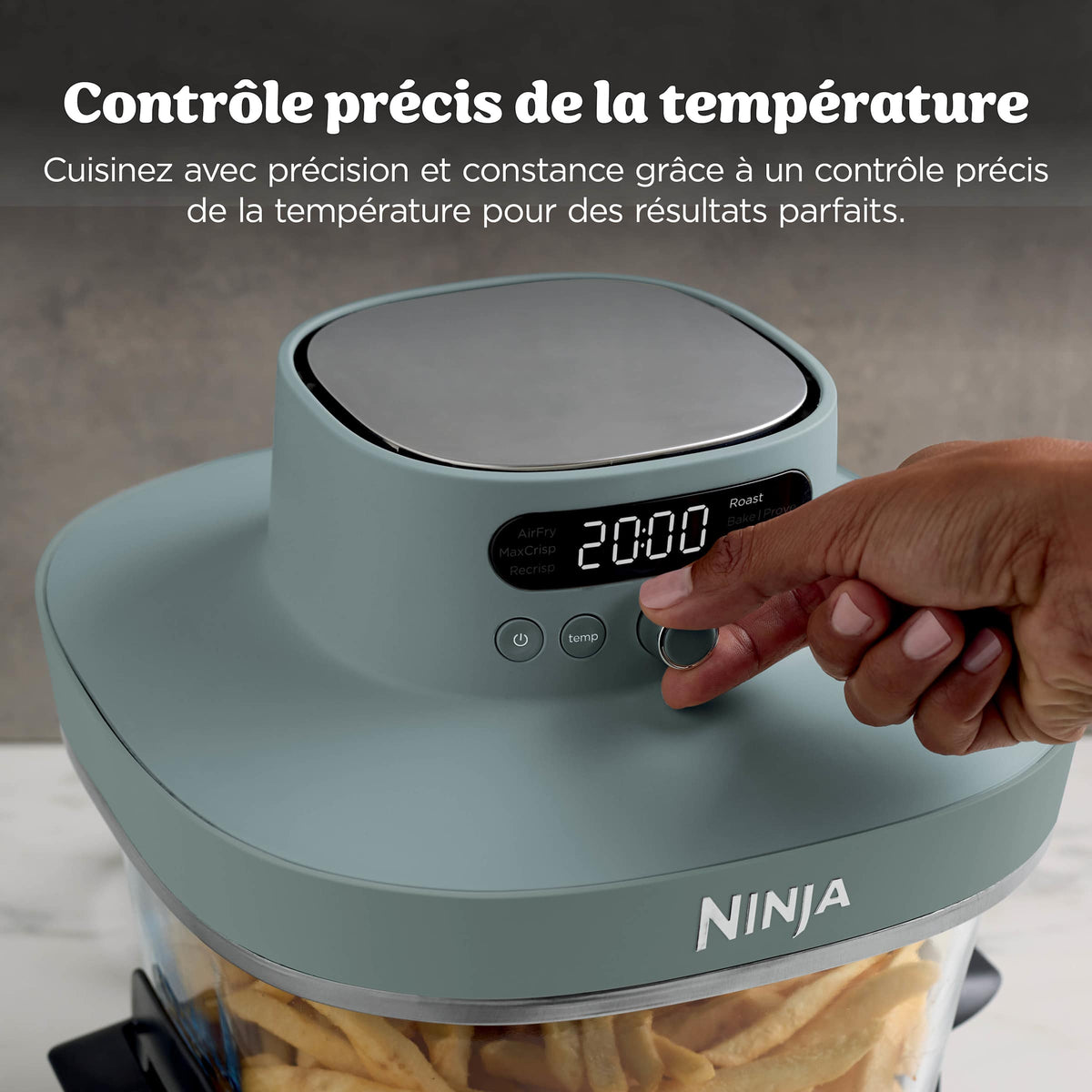 Air Fryer en verre Crispi Pro 7-en-1, Vert Cendré