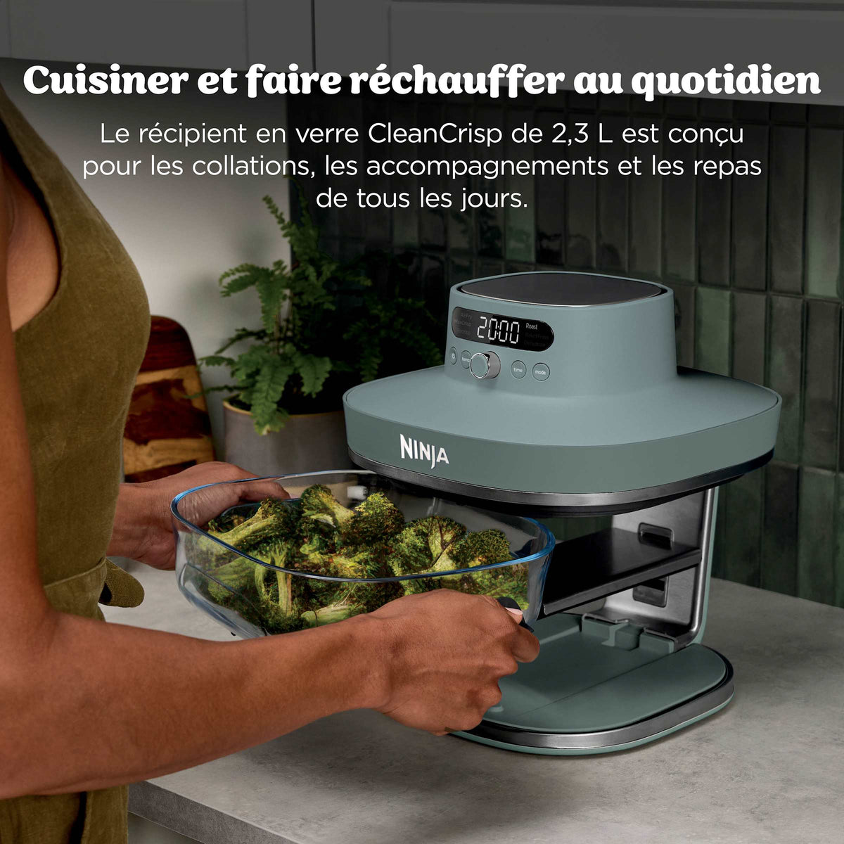 Air Fryer en verre Crispi Pro 7-en-1, Vert Cendré