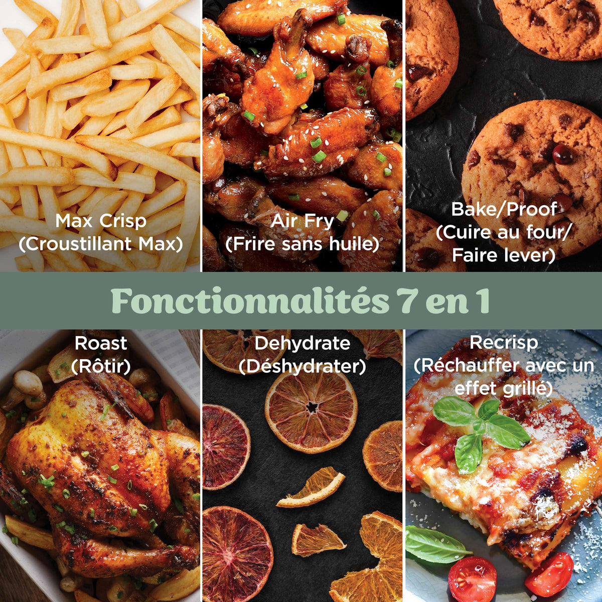 Air Fryer en verre Crispi Pro 7-en-1, Vert Cendré