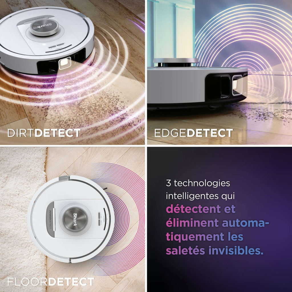 Aspirateur robot Shark PowerDetect avec autovidage et navigation IA – Blanc AV2820VEEUWH