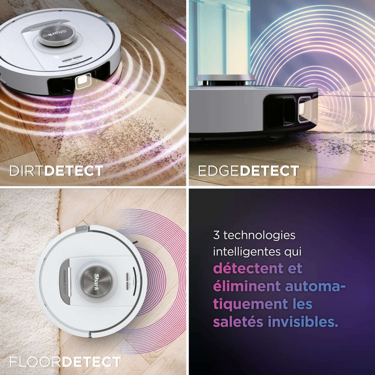 Aspirateur robot Shark PowerDetect avec autovidage et navigation IA – Blanc AV2820VEEUWH