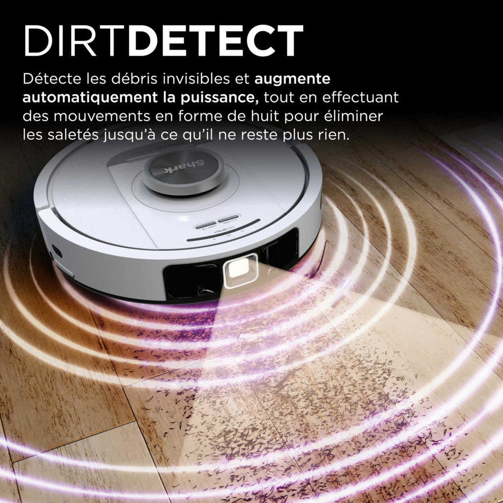 Aspirateur robot Shark PowerDetect avec autovidage et navigation IA – Blanc AV2820VEEUWH