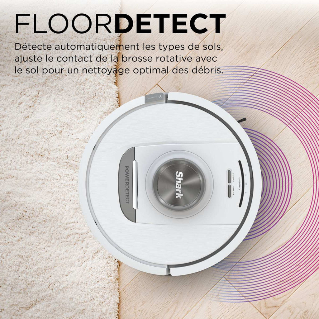 Aspirateur robot Shark PowerDetect avec autovidage et navigation IA – Blanc AV2820VEEUWH
