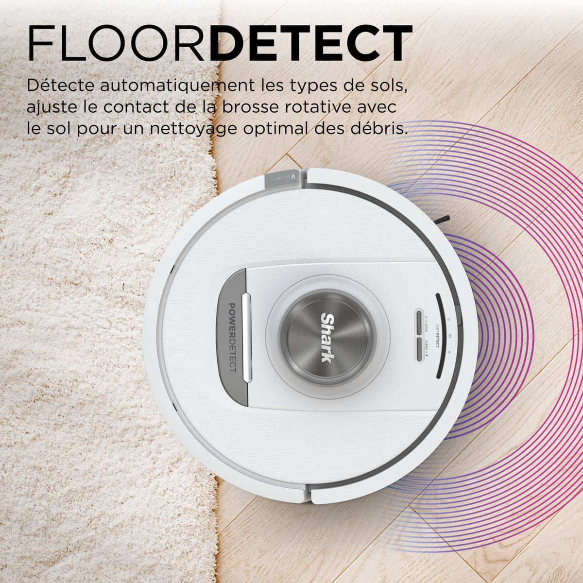 Aspirateur robot Shark PowerDetect avec autovidage et navigation IA – Blanc AV2820VEEUWH