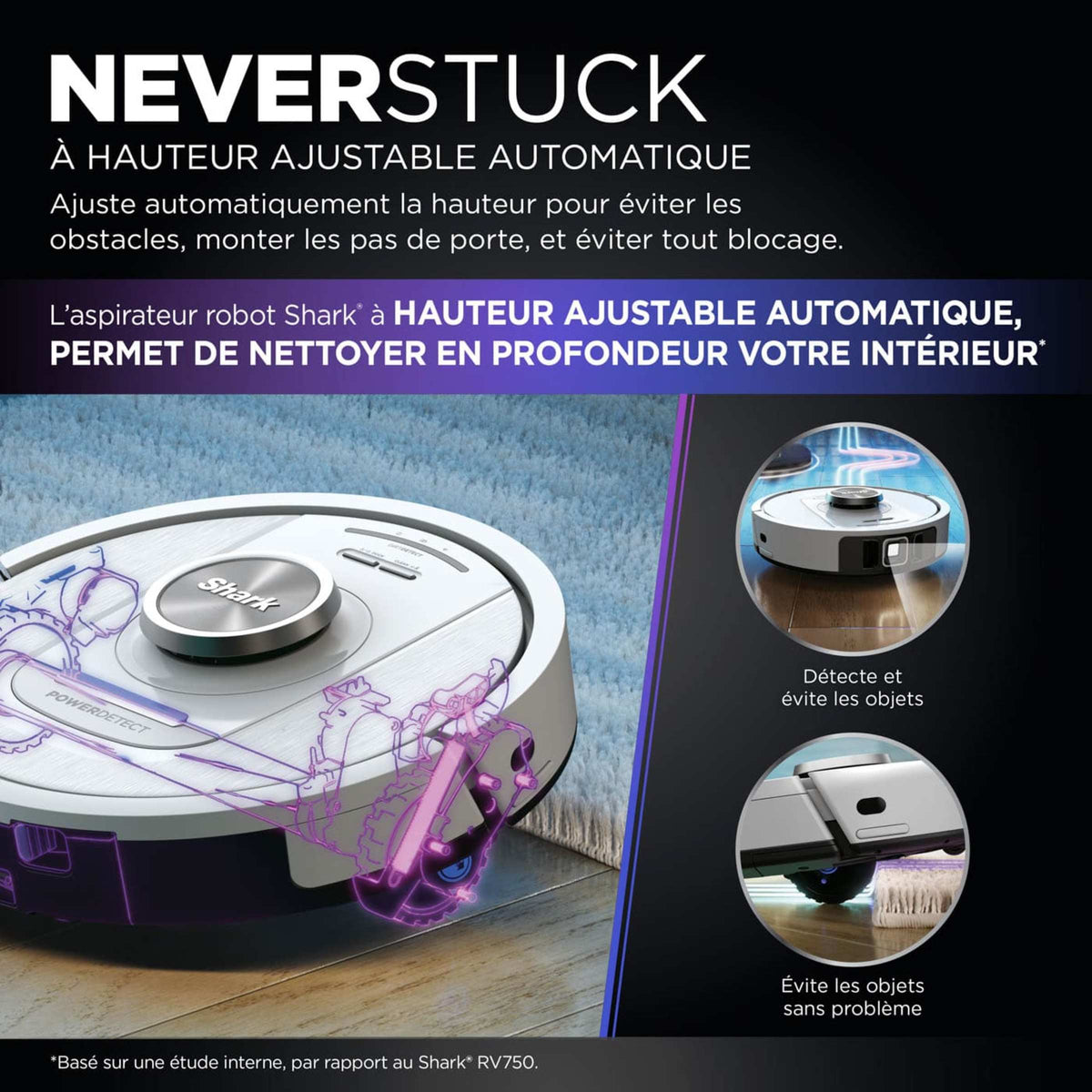 Aspirateur robot Shark PowerDetect avec autovidage et navigation IA – Blanc AV2820VEEUWH