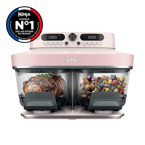 Air fryer en verre avec 8 modes CRISPi DualZone, Rose Quartz