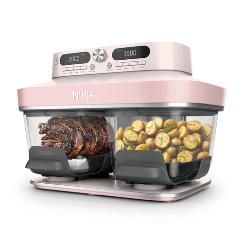 Air fryer en verre avec 8 modes CRISPi DualZone, Rose Quartz