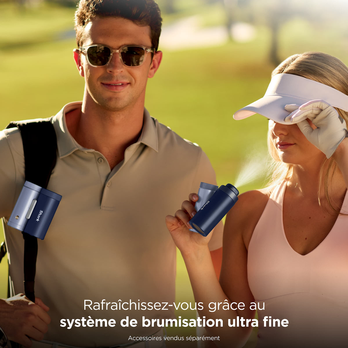 Ventilateur portable 3‑en‑1, brumisateur et plaque refroidissante Shark ChillPill avec étui de voyage - Bleu Nuit