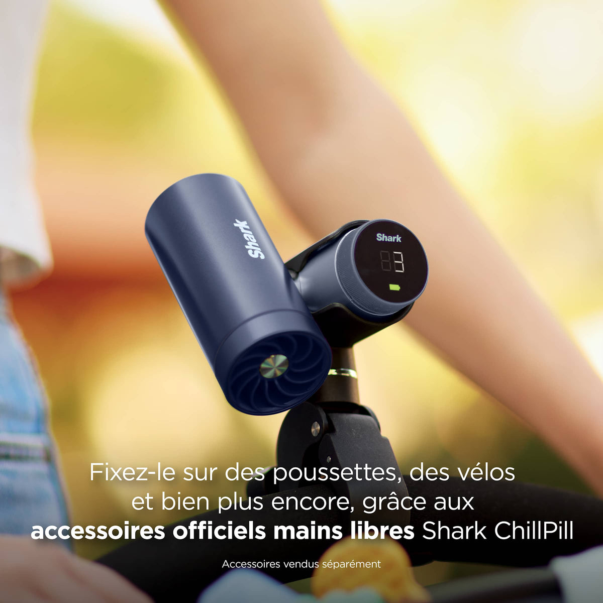 Ventilateur portable 3‑en‑1, brumisateur et plaque refroidissante Shark ChillPill avec étui de voyage - Bleu Nuit