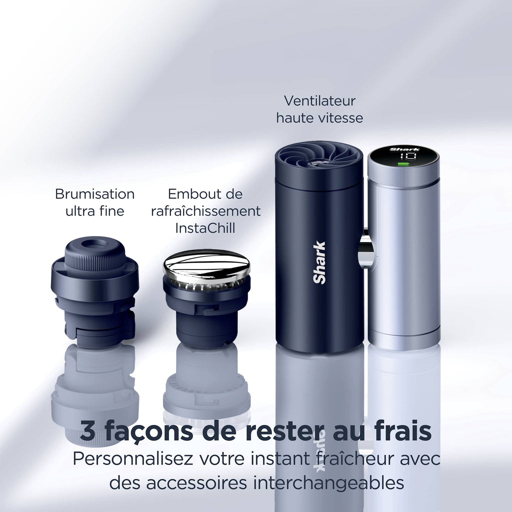 Ventilateur portable 3‑en‑1, brumisateur et plaque refroidissante Shark ChillPill avec étui de voyage - Bleu Nuit