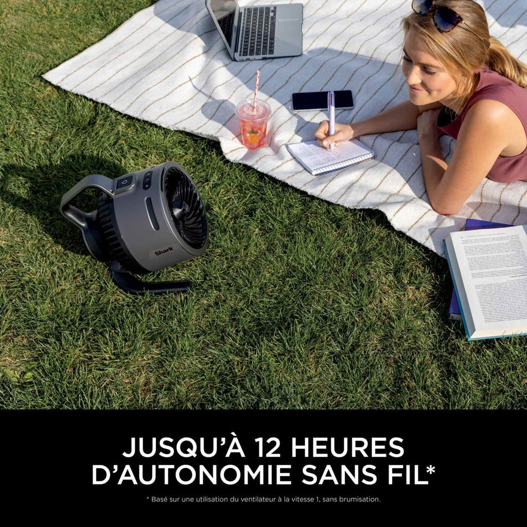 Pack Blender portable sans fil Ninja Blast Max 700 ml Gris et Ventilateur portable avec brume Shark FlexBreeze HydroGo Gris