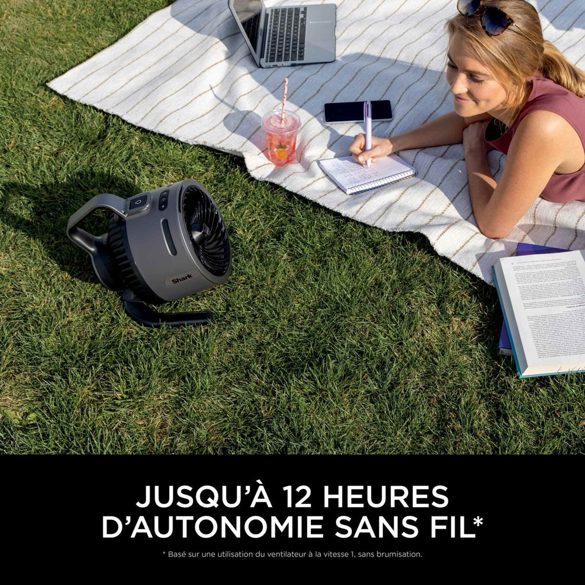 Pack Blender portable sans fil Ninja Blast Max 700 ml Gris et Ventilateur portable avec brume Shark FlexBreeze HydroGo Gris