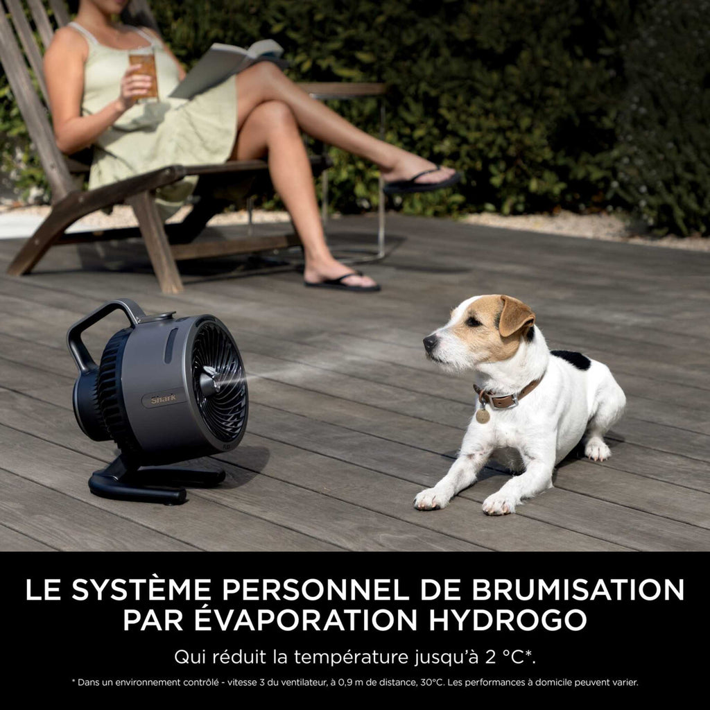 Ventilateur portable avec brume Shark FlexBreeze HydroGo - Gris foncé