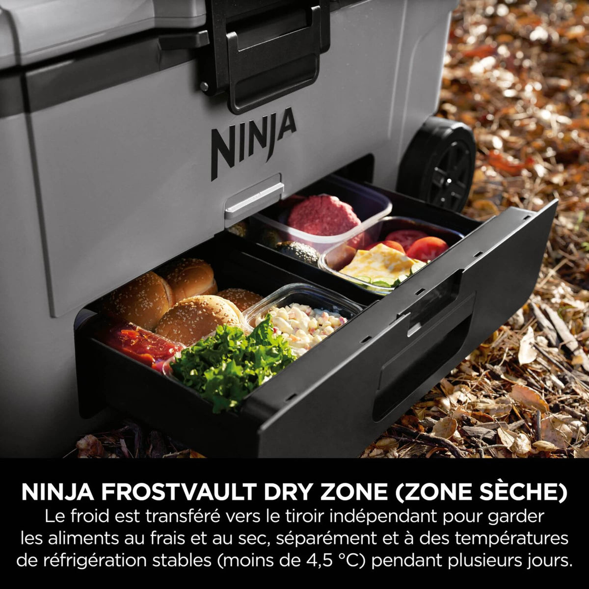 Ninja FrostVault 61 L Glacière roulante avec zone sèche, Gris ardoise FB265EUUKGY