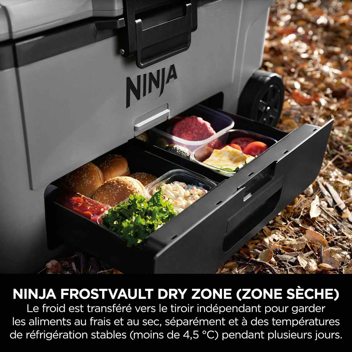 Ninja FrostVault 61 L Glacière roulante avec zone sèche, Gris ardoise FB265EUUKGY