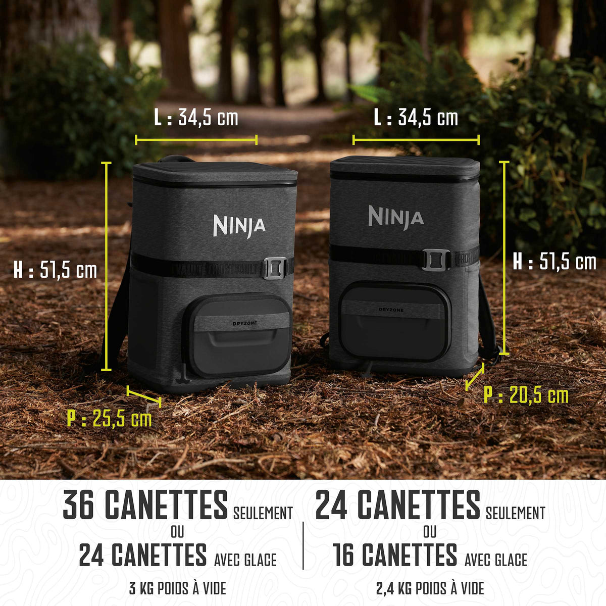 Glacière sac à dos Ninja FrostVault Go 36 canettes – Gris charbon FF136EUUKCG