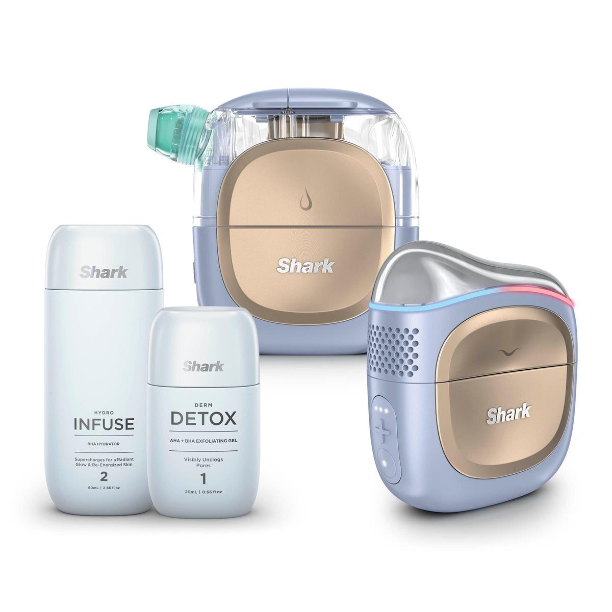 Appareil de soin du visage hydrofacial à domicile Shark FacialPro Glow + DePuffi - Lilas Doux
