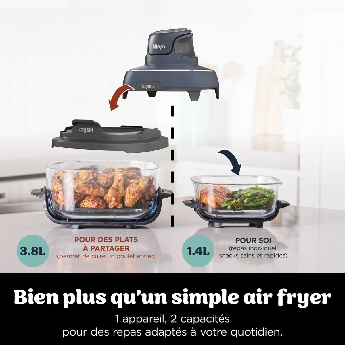 Air Fryer modulaire en verre Ninja CRISPi Cyber Space avec 5 récipients