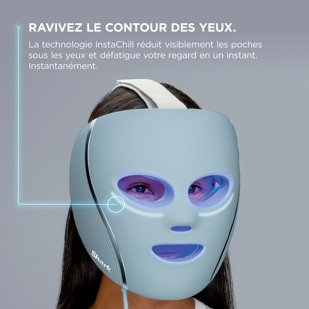 Pack Masque LED CryoGlow Shark avec rafraîchissement du contour des yeux et Stand de recharge