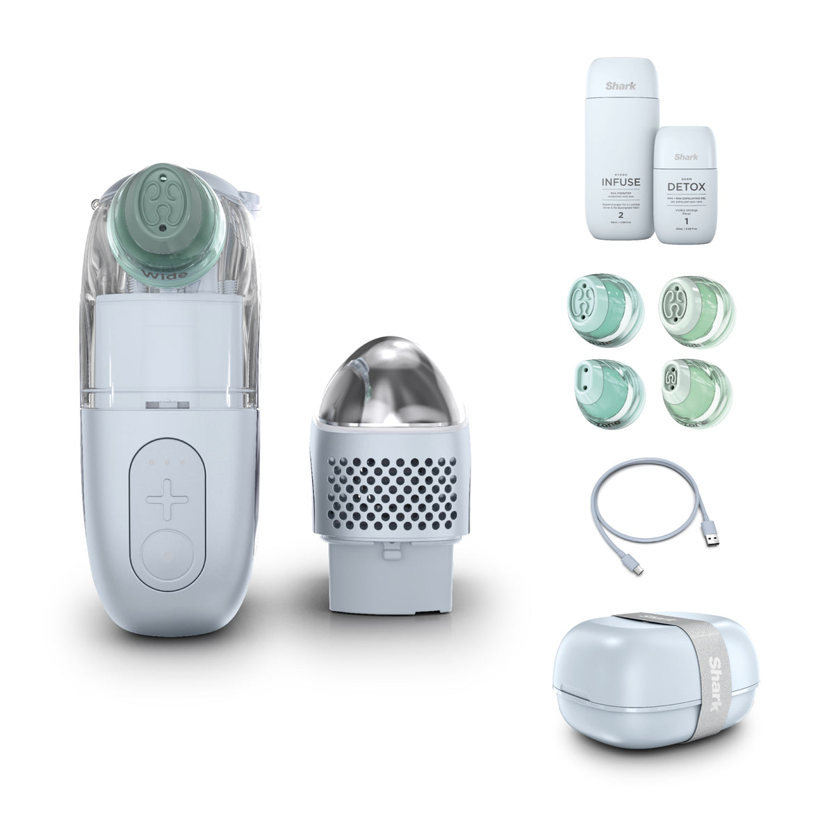 Masque LED CryoGlow + Appareil de soin FacialPro Glow + DePuffi - Bleu