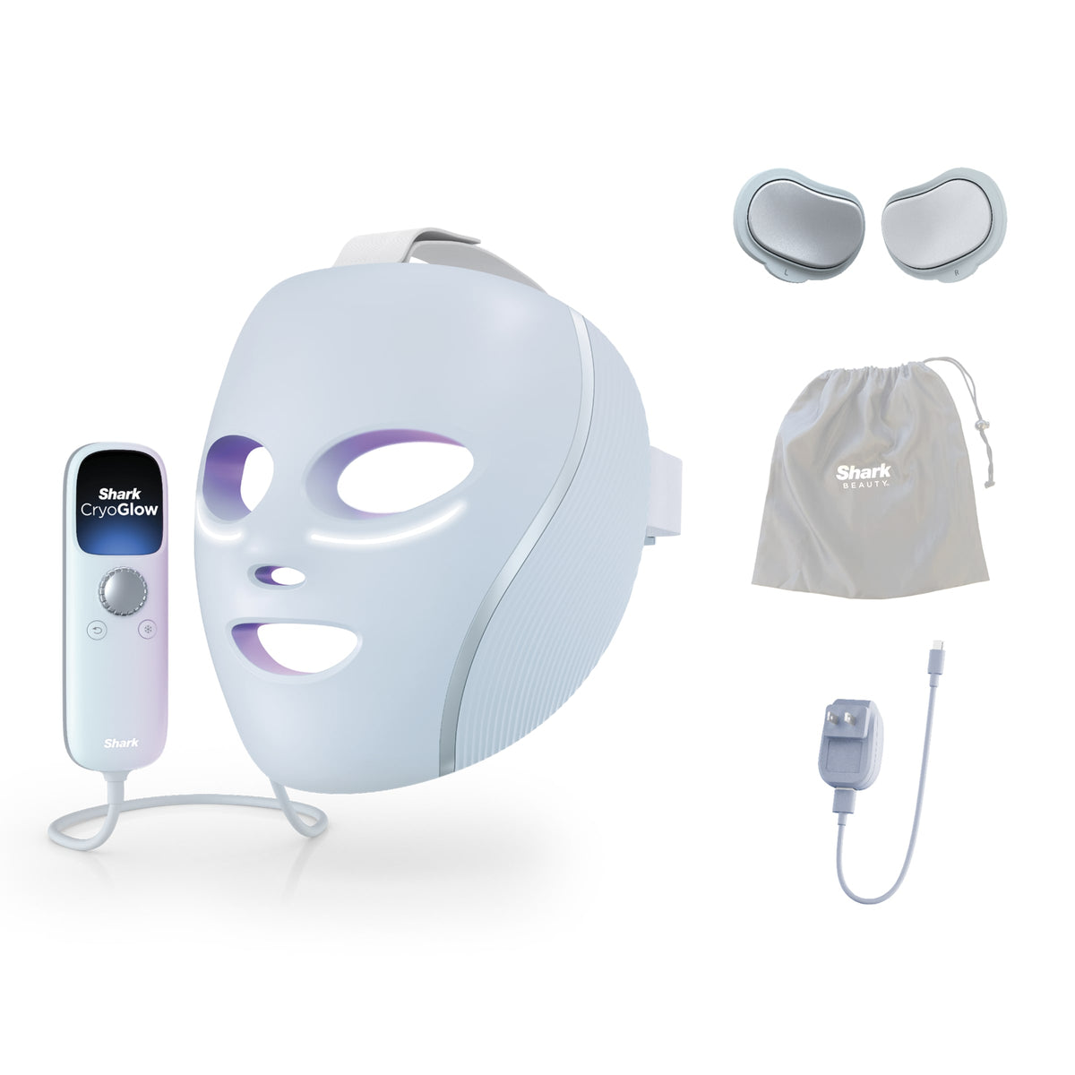 Masque LED CryoGlow + Appareil de soin FacialPro Glow + DePuffi - Bleu