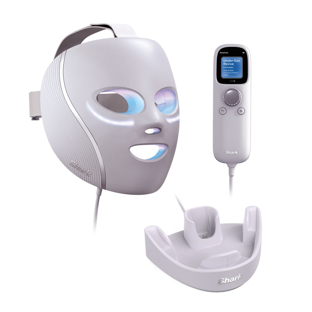 Pack Masque LED CryoGlow Shark avec rafraîchissement du contour des yeux et Stand de recharge
