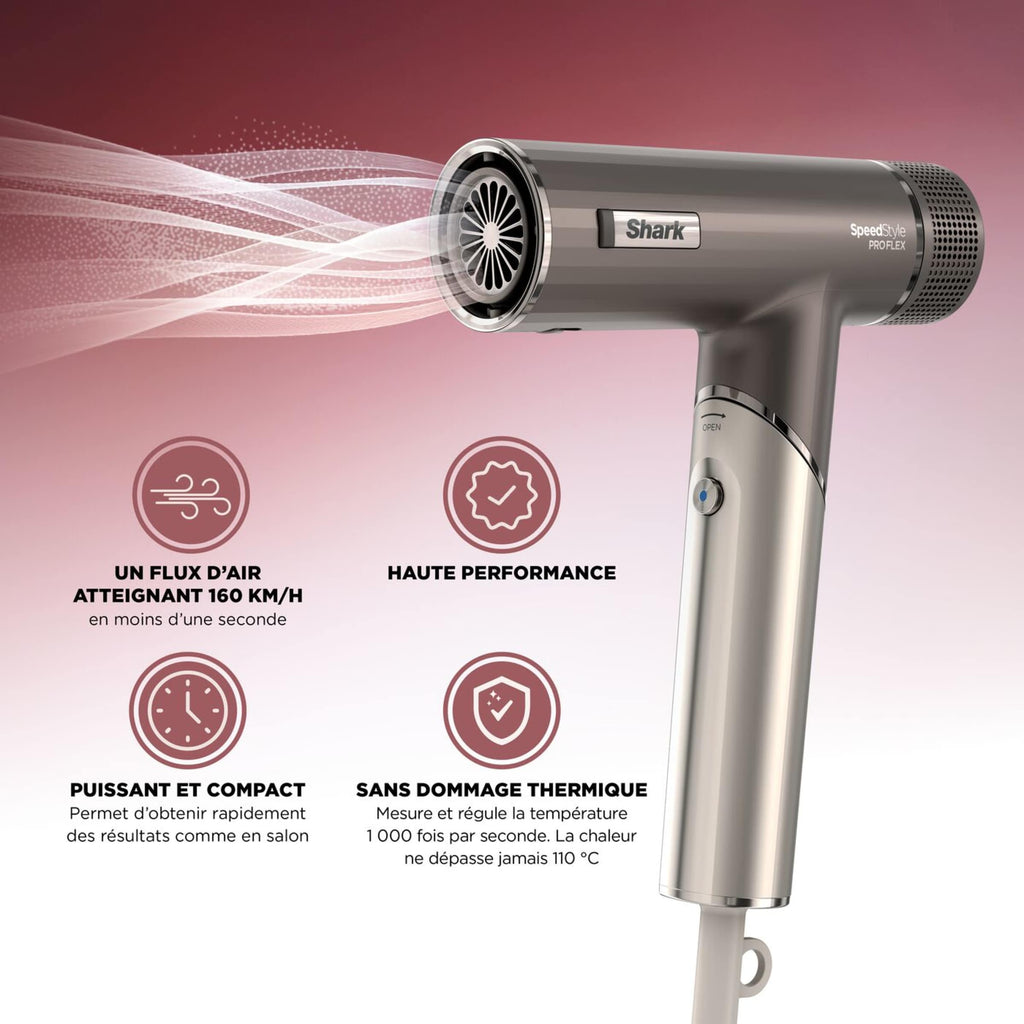 Sèche-cheveux Shark SpeedStyle Pro FLEX 4-en-1 avec séchage ultra-rapide