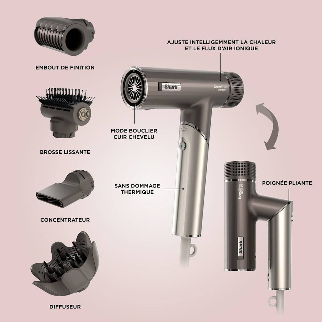 Sèche-cheveux Shark SpeedStyle Pro FLEX 4-en-1 avec séchage ultra-rapide