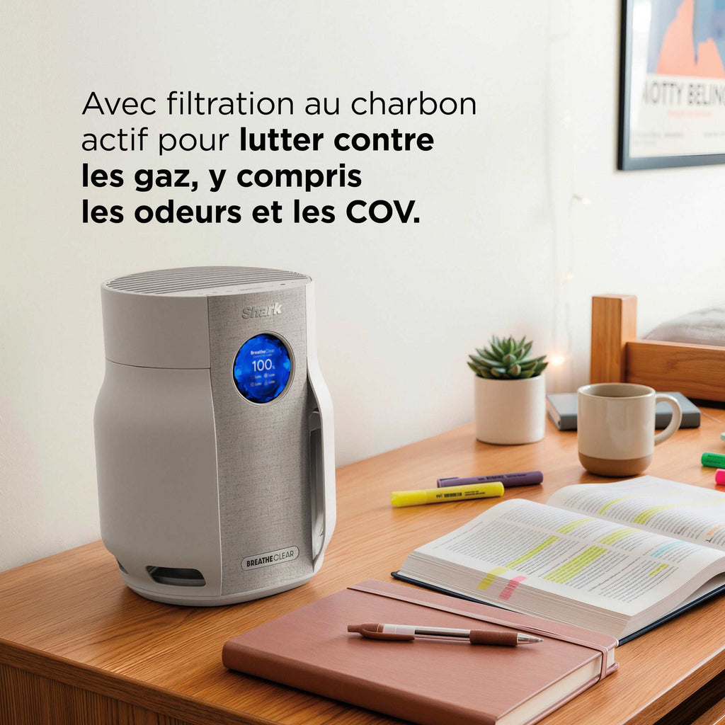 Purificateur d'air Shark BreatheClear Compact avec NeverChange6, jusqu'à 28 m²​ - Beige