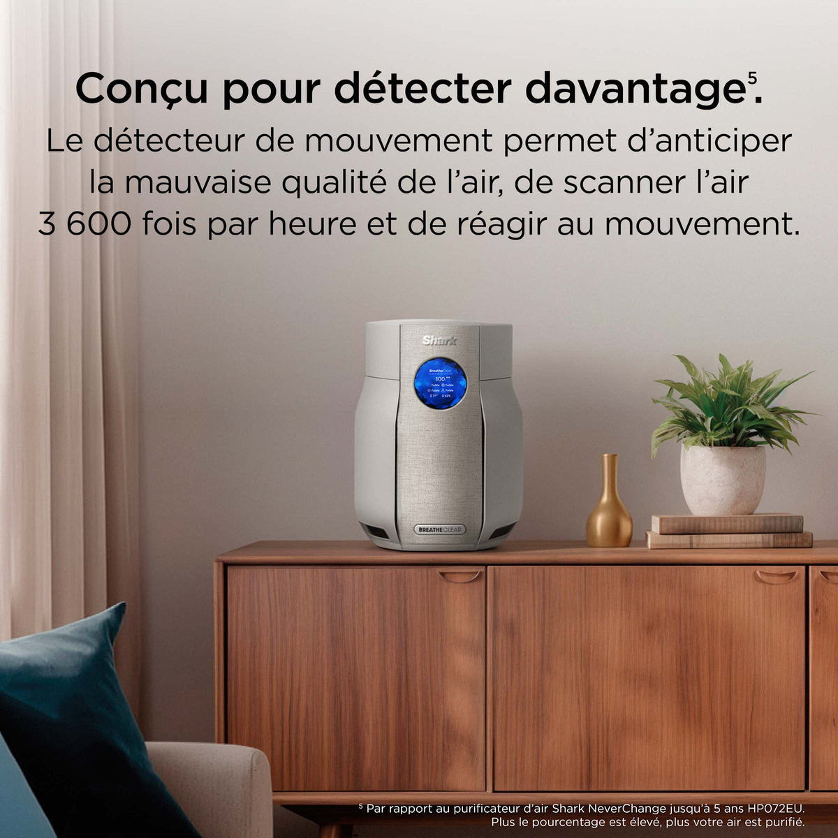 Purificateur d'air Shark BreatheClear Compact avec NeverChange6, jusqu'à 28 m²​ - Beige