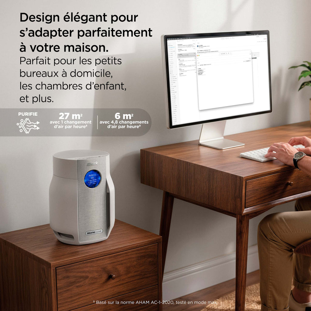 Purificateur d'air Shark BreatheClear Compact avec NeverChange6, jusqu'à 28 m²​ - Beige