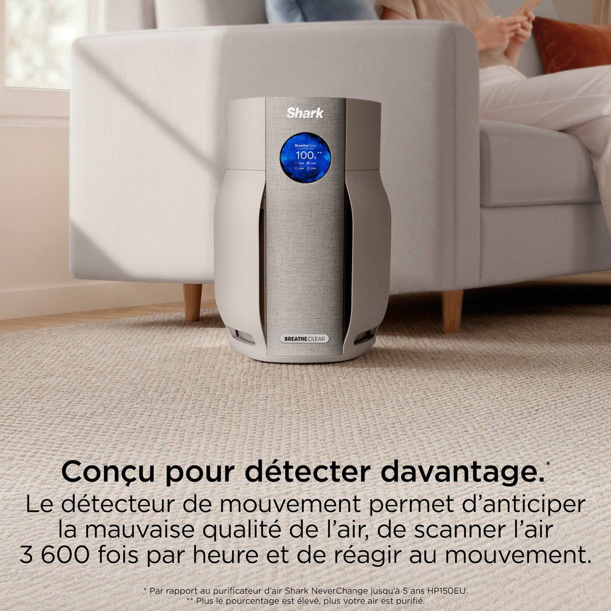 Purificateur d'air Shark BreatheClear avec NeverChange6, jusqu'à 70 m²​