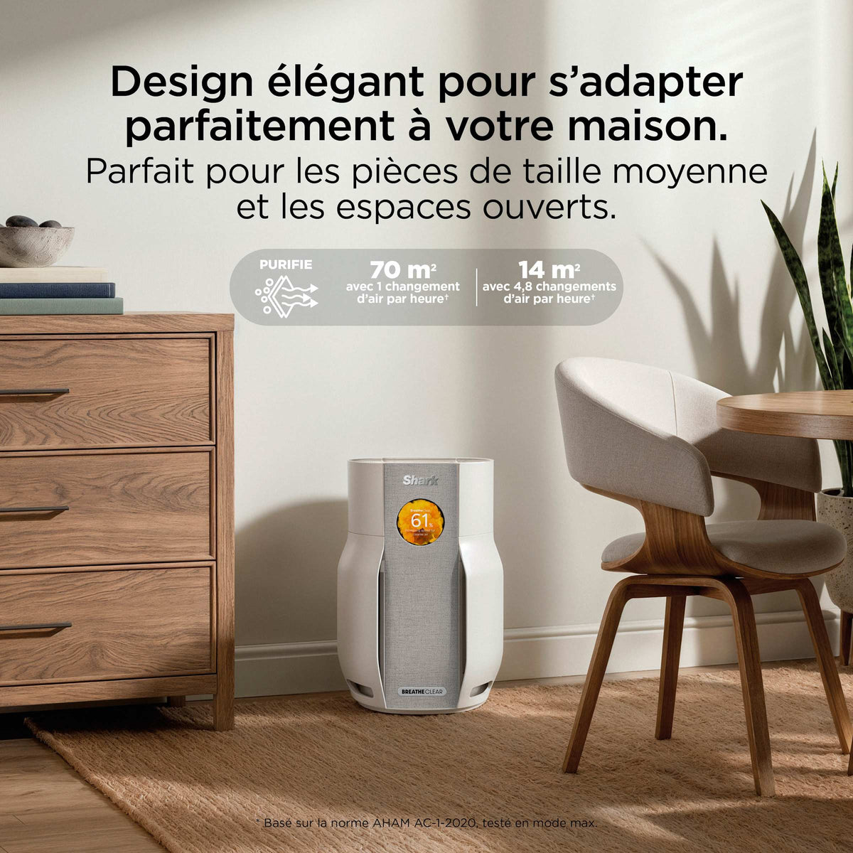 Purificateur d'air Shark BreatheClear avec NeverChange6, jusqu'à 70 m²​