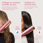 Lisseur + Sèche-cheveux tout-en- un Shark SilkiPro Straight, avec étui de rangement résistant à la chaleur - Quartz Rose