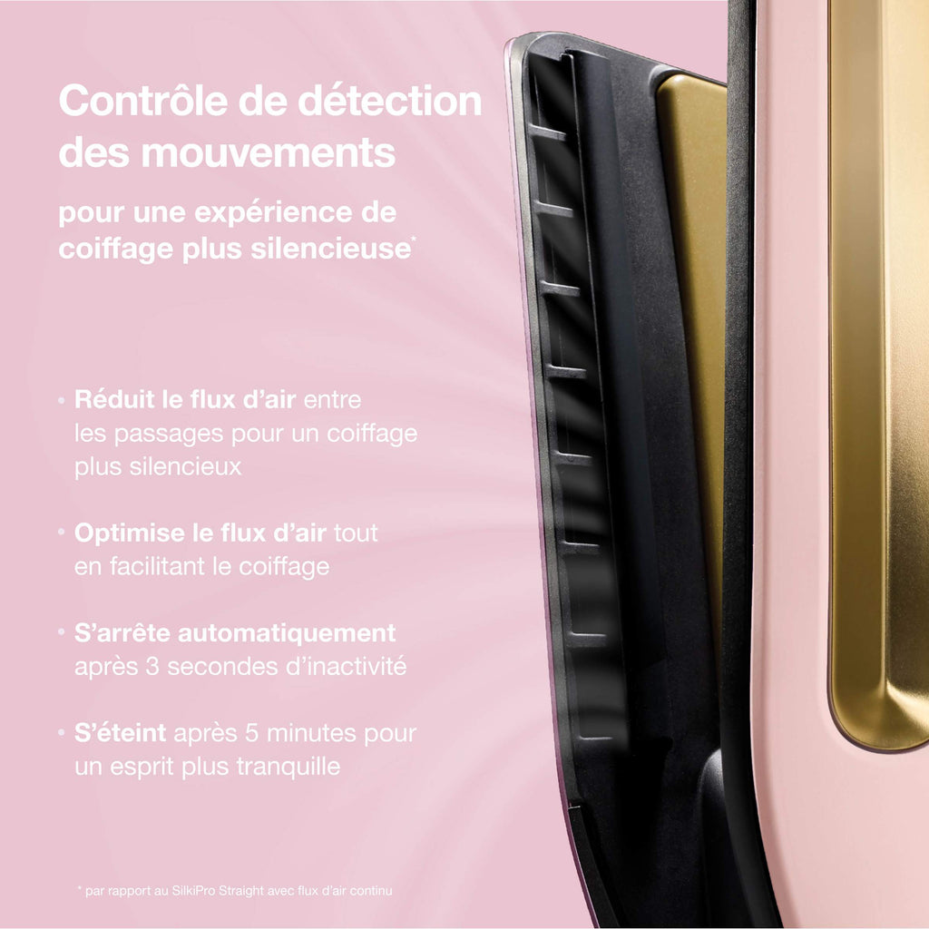 Lisseur + Sèche-cheveux tout-en- un Shark SilkiPro Straight, avec étui de rangement résistant à la chaleur - Quartz Rose