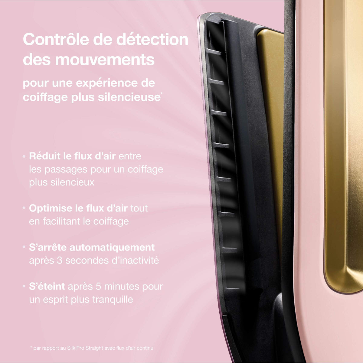 Lisseur + Sèche-cheveux tout-en- un Shark SilkiPro Straight, avec étui de rangement résistant à la chaleur - Quartz Rose