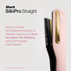 Lisseur + Sèche-cheveux tout-en- un Shark SilkiPro Straight, avec étui de rangement résistant à la chaleur - Quartz Rose