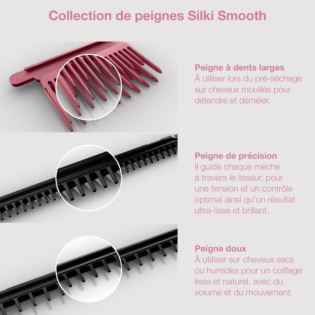 Lisseur + Sèche-cheveux tout-en- un Shark SilkiPro Straight, avec étui de rangement résistant à la chaleur - Quartz Rose