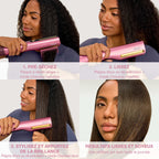 Lisseur + Sèche-cheveux tout-en- un Shark SilkiPro Straight, avec étui de rangement résistant à la chaleur - Quartz Rose