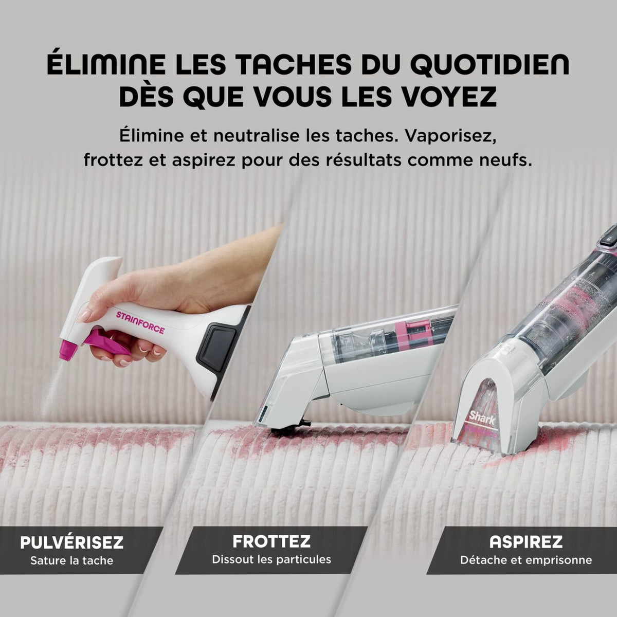 Shark StainForce - Shampouineuse Détacheur Portable Sans Fil pour Tapis, Canapé, Voiture et Tissus d'Ameublement