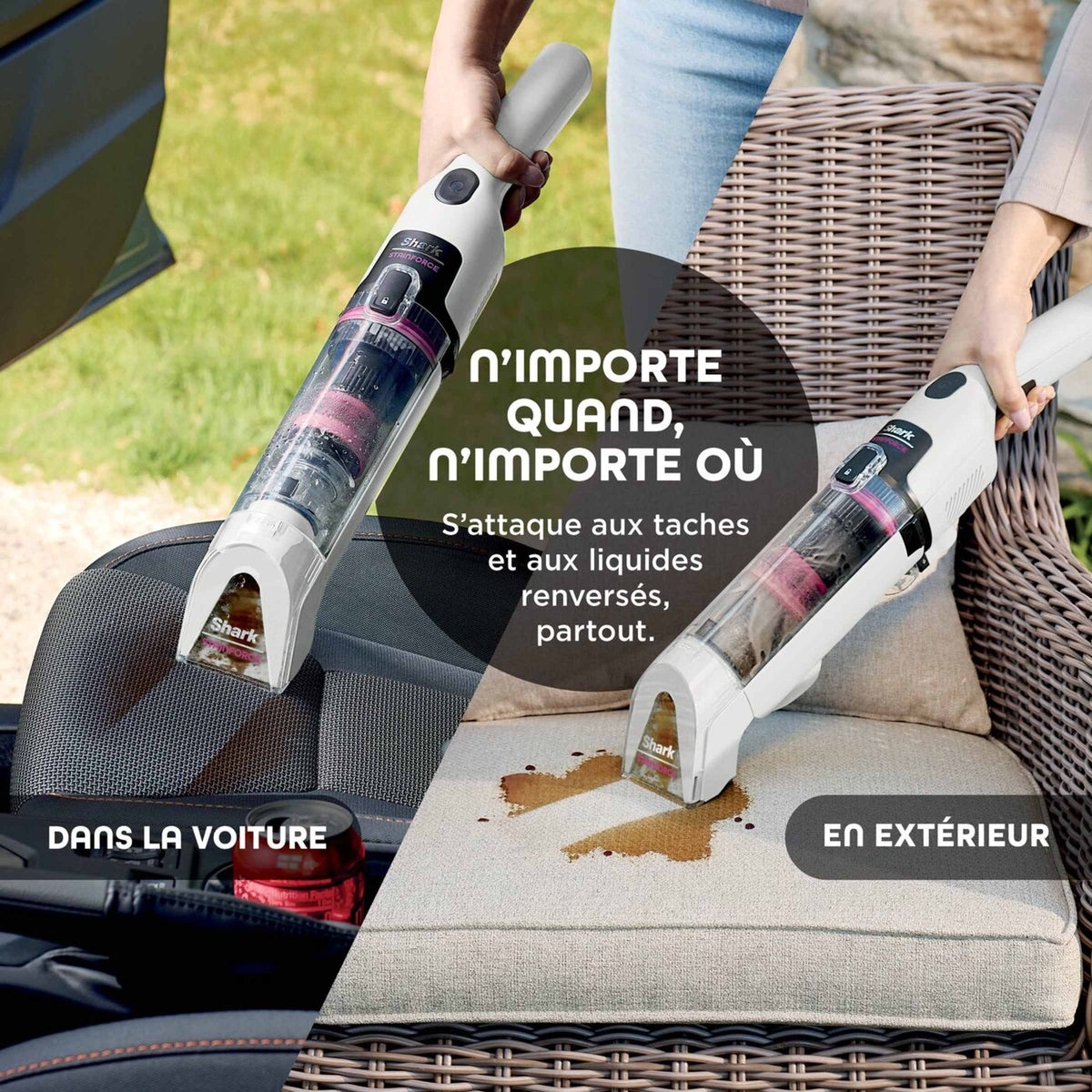 Shark StainForce - Shampouineuse Détacheur Portable Sans Fil pour Tapis, Canapé, Voiture et Tissus d'Ameublement