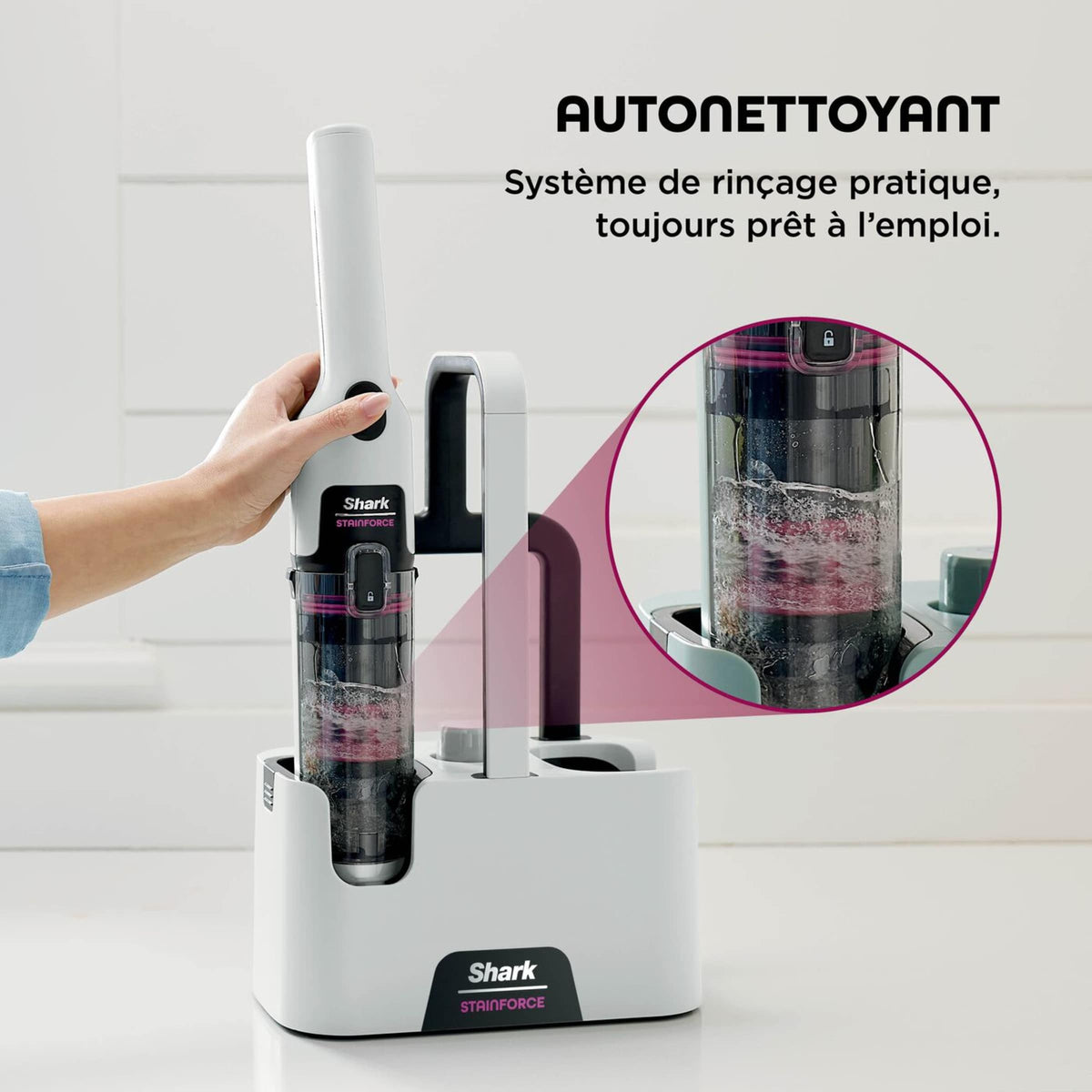 Shark StainForce - Shampouineuse Détacheur Portable Sans Fil pour Tapis, Canapé, Voiture et Tissus d'Ameublement