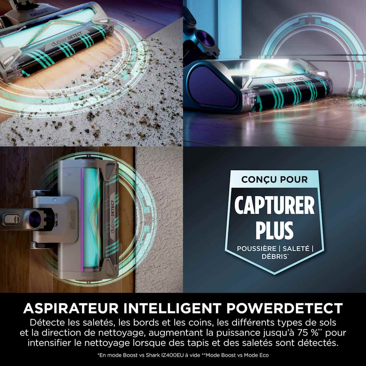 Aspirateur balai sans fil Shark PowerDetect Clean, 70 min d'autonomie